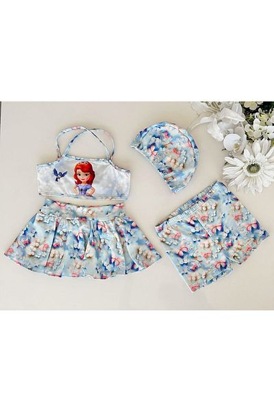 By Piera Set de costum de baie cu bikini pentru fete cu uscare rapidă - 4 piese 86670