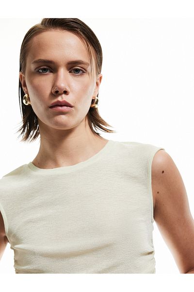 Koton Slim Fit Draped Crew Neck Tank Top