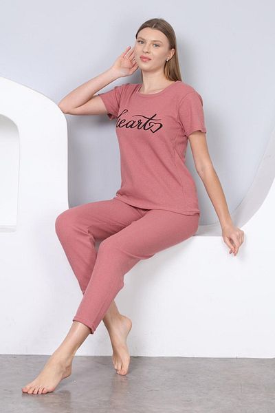 DPARİS Printed Ribbed Pajama Set