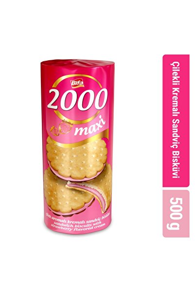 Bifa 2000 Çilekli Kremalı Sandviç Bisküvi 500gr