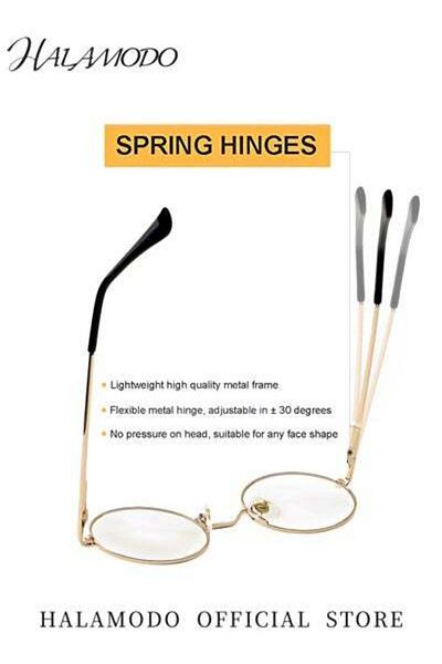 HALAMODO Retro Glasses Blue Light Glasses Clear Lens Glasses Vintage Eye Glasses Round Frame Glasses Fashion