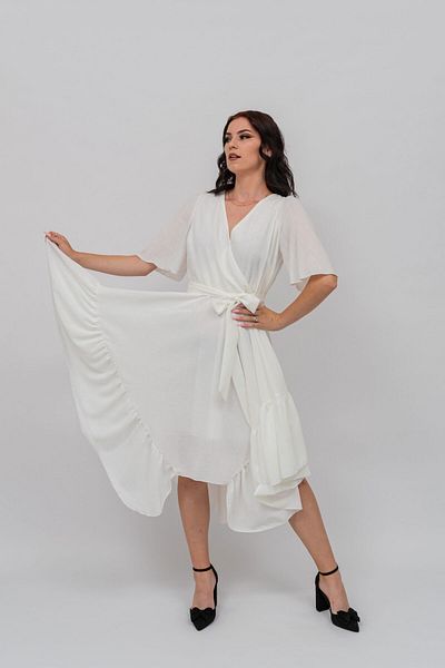Gorgeaux White Dress with Bow Melisa - L(40)