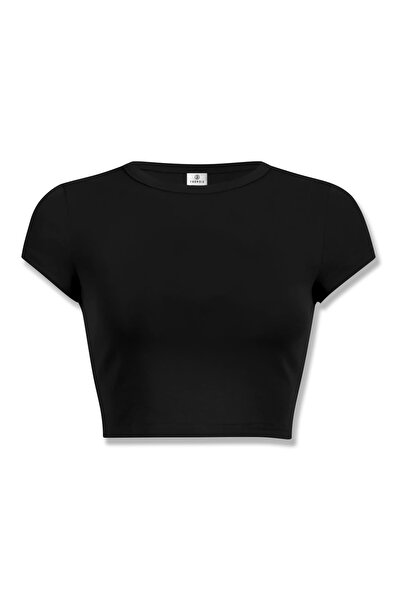 Trendiz Women's Basic Crop Black