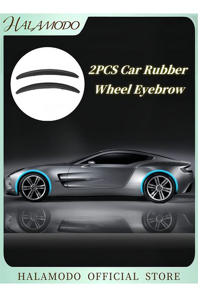 HALAMODO 2PCS Car Rubber Wheel Eyebrow Carbon Fiber Car Wheel Fender PVC Wheel Eyebrows Decoration Strip Univ