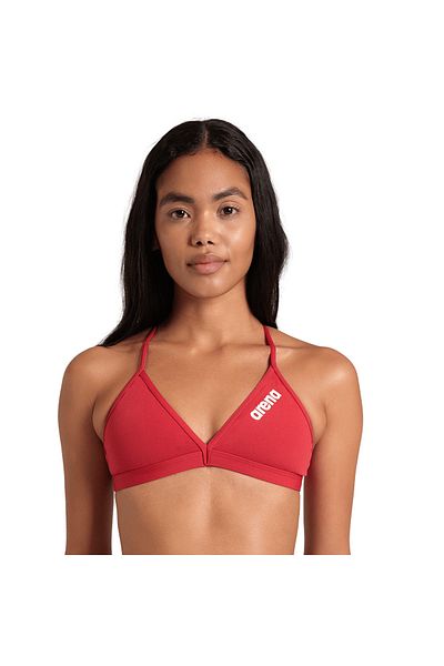 ARENA Team Swim Top Tie Back Solid Women's Red Swimmer Bikini Top 004768450