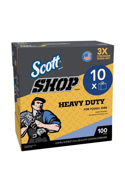 SCOTT 100-Towels Heavy Duty Solvent Resistant Shop Cleaning Towels 8.34 x 16.8inch