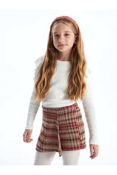 LC Waikiki Girl's Shorts Skirt with Elastic Waist