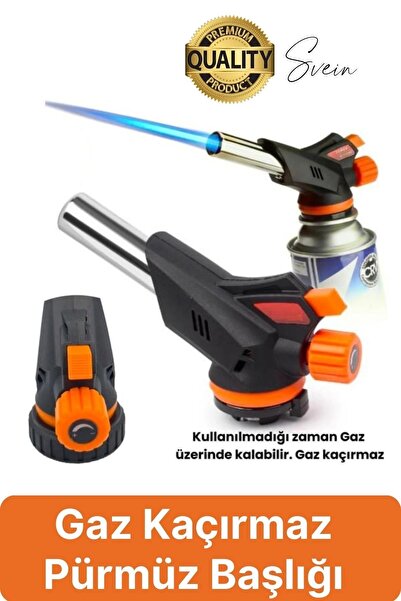 Svein Portatif Ayarlı Pürmüz Başlığı Mutfak Bütan Pişirme Çakmak Alev Barbekü...