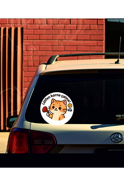 Parti Tasarla Lütfen Korna Çalma _ Sevimli Kedi Araba Etiketi & Sticker