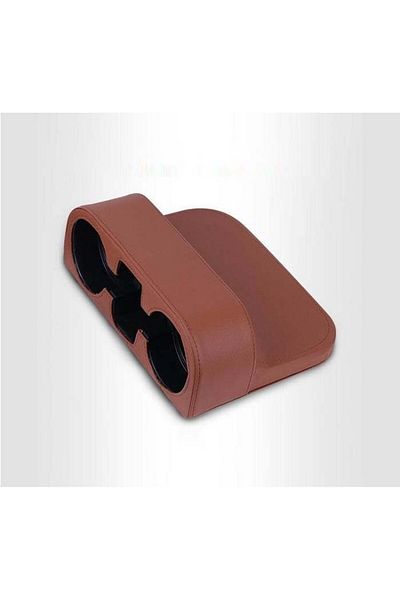Techmaster Leather Seat Side Cup Holder Brown for Vehicle