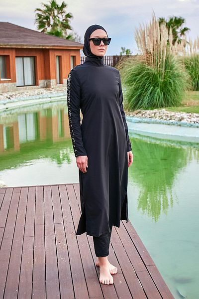 Marina Swimwear Parachute Black Full Covered Hijab Swimsuit M2417
