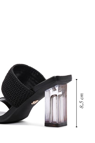 Derimod Black Transparent Women's Heeled Slippers - 24sfe473814