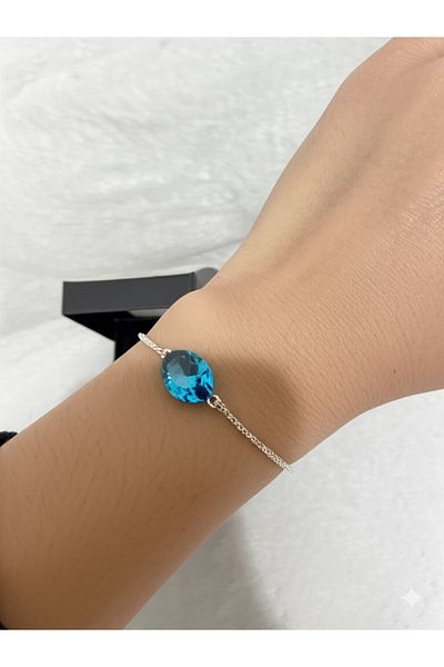 Miyoste Women's Blue Stone Silver Color Bracelet
