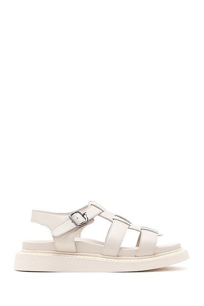 Derimod Beige Leather Comfort Sandals - Ankle Strap, 24sfd300018