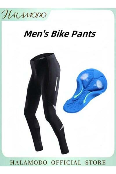 HALAMODO Men's Bike Pants Long 3D Padded Cycling Tights Leggings Outdoor Riding Pants Silicone Sports Cycling