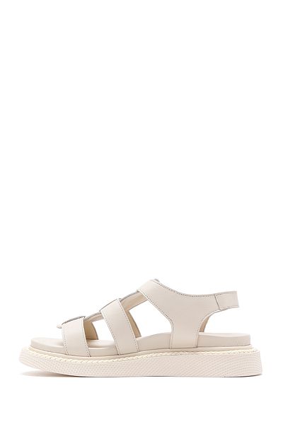Derimod Beige Leather Comfort Sandals - Ankle Strap, 24sfd300018