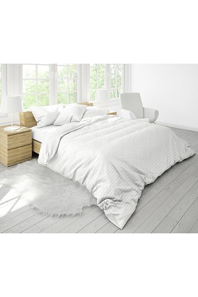 ALCAM Pilota Alcam Damasc White Line 140x200 cm, umplutura cu bumbac, 300 g/mp