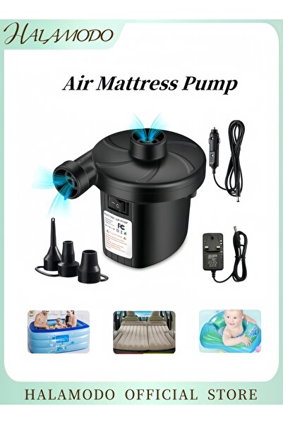 HALAMODO مضخة هواء كهربائية للنفخ، مضخة هواء سريعة التعبئة للمراتب مزودة بثلا...