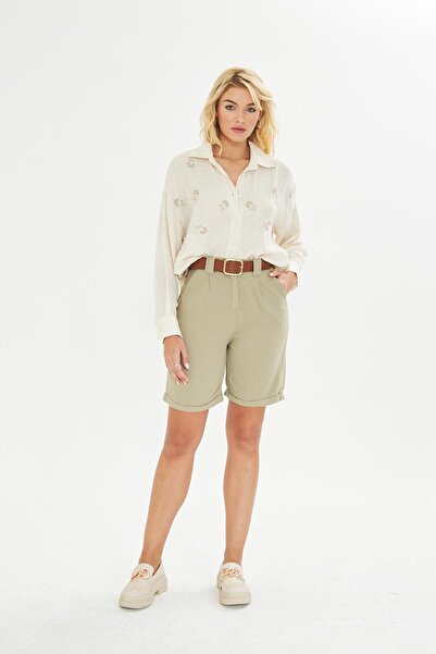 TIFFANY&TOMATO Duble Paça Kemerli Gabardin Şort