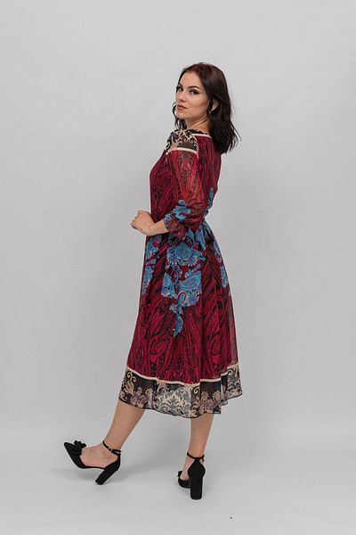 Gorgeaux Sandra Red Dress with Multicolor Print - XL(42)