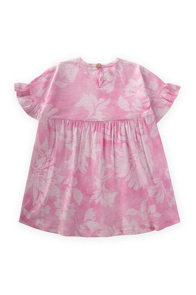Cigit Pink Patterned Sleeve Fırtıl Dress 1-7 Years