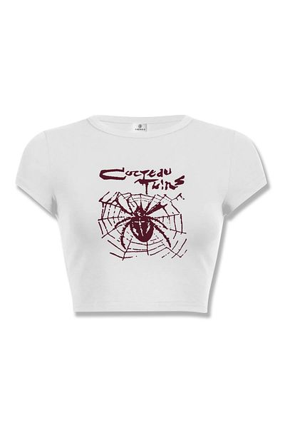 Trendiz Cocteau Twins Spider Crop de damă, alb