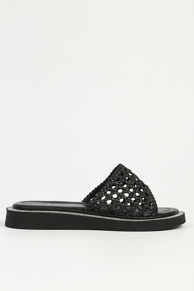 Pierre Cardin Μαύρες πλεκτές γυναικείες παντόφλες PC-7507