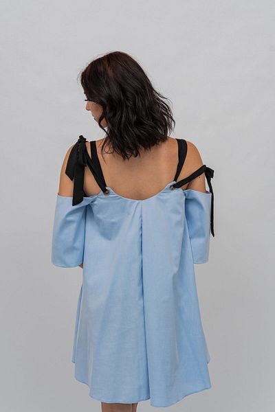 Gorgeaux Rochie Albastra Cu Maneci Decupate Iris - ONE SIZE