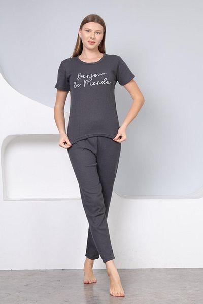 DPARİS Printed Ribbed Pajama Set