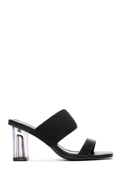 Derimod Black Transparent Women's Heeled Slippers - 24sfe473814