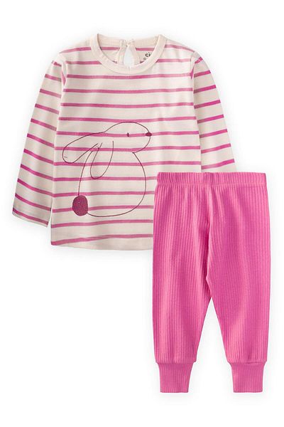 Cigit Costum tricou brodat iepure sezonier fucsia 1-7 ani