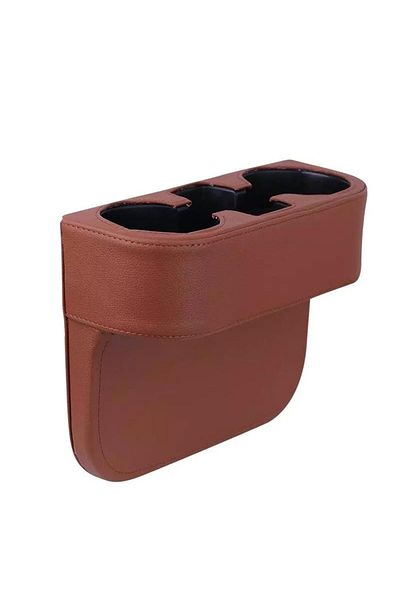 Techmaster Leather Seat Side Cup Holder Brown for Vehicle