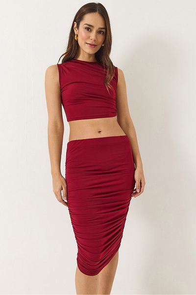 Bianco Lucci Set crop crop cu șnur pentru femei, cu detaliu de sus și de jos 60283136