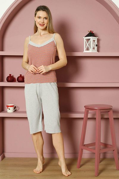 DPARİS Striped Capri Pajama Set