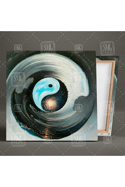 SML TABLO Ying Yang Ισορροπία Αέρα Νερού Φιλοσοφία Μακριάς Ανατολής Yingyang Τετράγωνος ζωγραφική σε καμβά