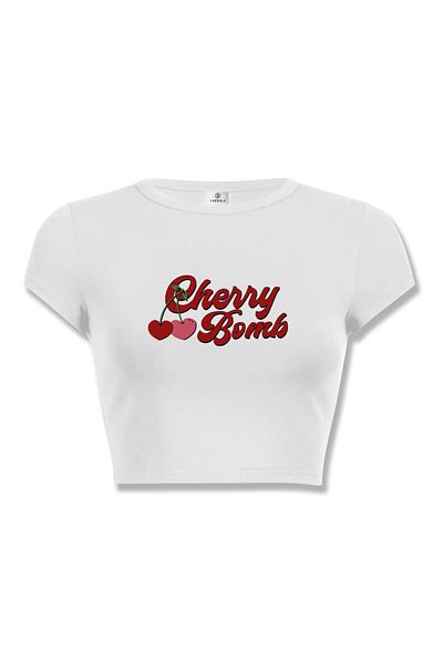 Trendiz White Women's Crop Cherry Bomb