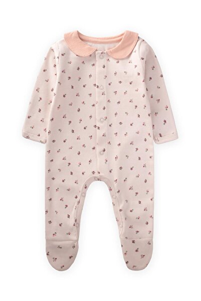 Cigit Бебешки гащеризон с хрупкава флорална яка 0-9 месеца, екрю