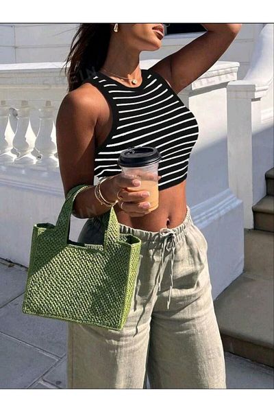 LEMAR MODA المرأة مخطط 2 قطعة نموذج مضلع طاقم الرقبة حزام سميك مرنة المحاصيل الأعلى رياضي الرياضة اليومية رياضي