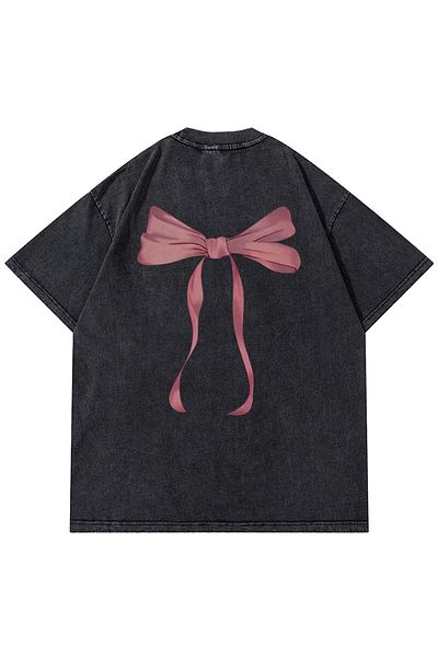 Trendiz Μπλουζάκι Unisex Φιόγκος Κορδέλα Ανθρακί