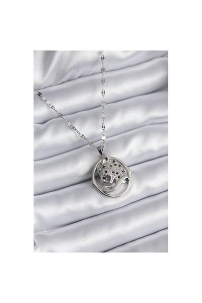 Skygo 316L Steel Silver Color Zircon Stone Cougar Model Women's Necklace - TJ-BKO8177