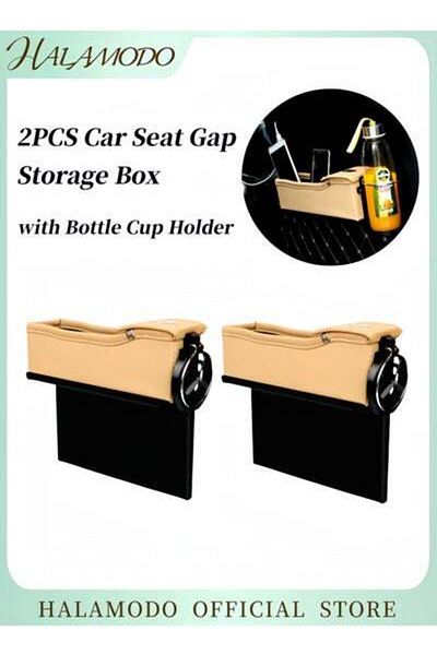 HALAMODO 2PCS Car Seat Gap Container PU Leather Side Pocket Organizer Universal Car Console Organizer Space S