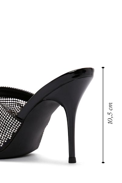 Derimod Black Stone Detailed Thin Heeled Women's Slippers - 24SFE4515TS