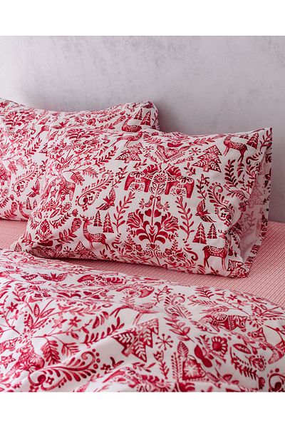 Madame Coco Edmon Flanell-Bettbezug-Set, Kingsize, Rot