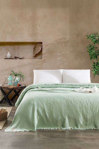 Naturosa Florin Double 4 Layer Muslin Pique/Bedspread Mint 200 X 220