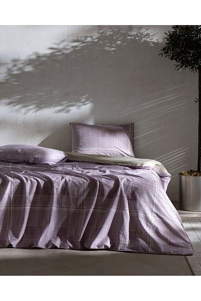 Madame Coco Amata Einzelbettbezug-Set, 100 % Baumwolle, Ranforce-Muster, Pflaume