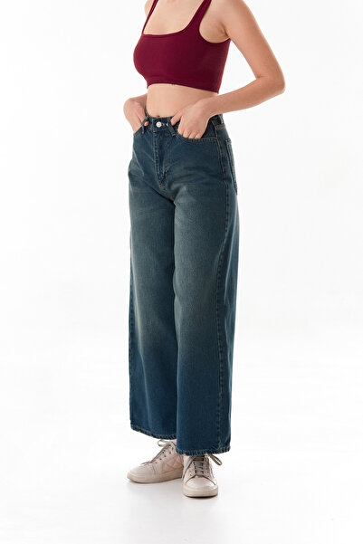 Fulla Moda Blugi largi cu fermoar cu talie înaltă