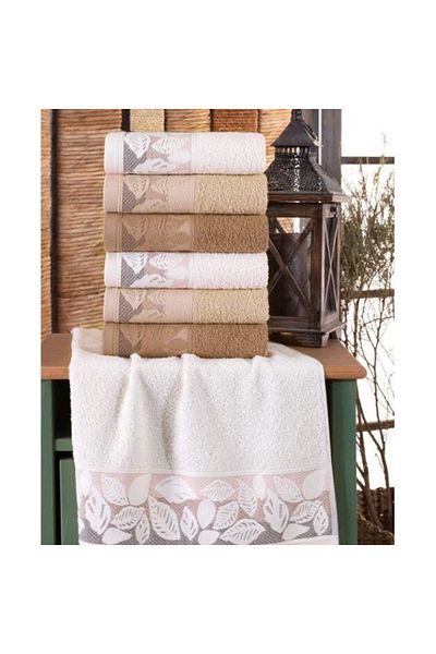 Kotonia Home Set of 6 Towels - Family Autumn, 100% Cotton, 50x90 Cm, Multicolor
