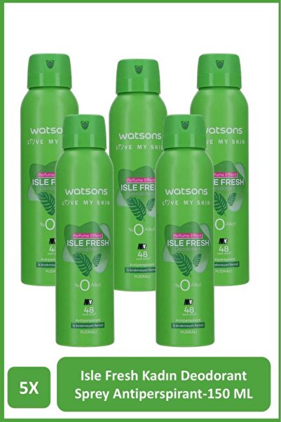 Watsons Isle Fresh Deodorant Sprey Kadın Pudralı 5x150ml