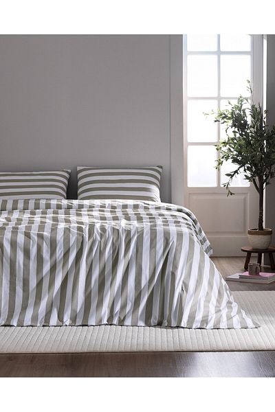 Madame Coco Avignon King Size Bettbezug-Set, 100 % Baumwolle, Ranforce, Bedruckt, Khaki
