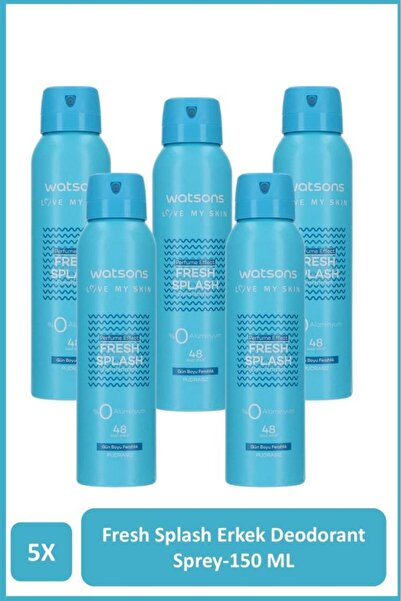 Watsons Fresh Splash Deodorant Sprey Erkek Pudrasız 5x150ml